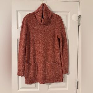 Loft Outlet Tunic Cowl Neck Sweater Pockets Heather Rust Women’s Small